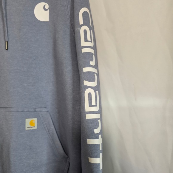 Carhartt Hoodie Womens S Blue Gray Good Relaxed Fit Graphic Sleeve Workwear - Picture 5 of 11